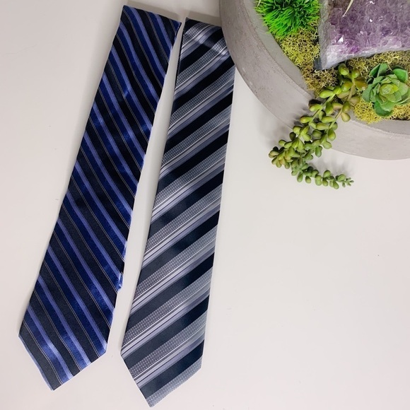 Men’s bundle neckties Stormy Skies Stripe blue Ties Professional Color block - Picture 1 of 5